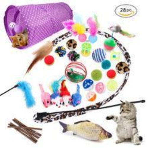 22-Piece Funny Cat Toy Set With Cat Tunnel - Interactive Pet Toys For